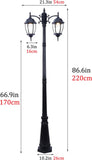 87" Double-Head Outdoor Lamp Post Light, Black Aluminum Lantern Street Light for Driveway, Garden & Patio