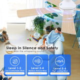 White Ceiling Fans with Lights - 46" Flush Mount Low Profile Ceiling Fan Light with 5 Double-Sided Blades, 6 Speeds 3CCT Reversible Motor, Modern Ceiling Fan for Indoor/Outdoor Patios