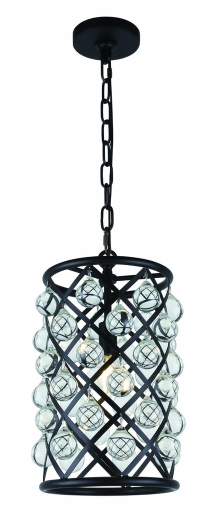 ZC121-1204D8MB/RC - Urban Classic: Madison 1 light Matte Black Pendant Clear Royal Cut Crystal