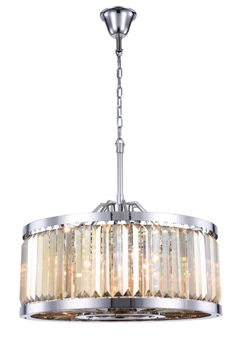 ZC121-1233D28PN-GT/RC - Urban Classic: Chelsea 8 light Polished nickel Chandelier Golden Teak (Smoky) Royal Cut Crystal