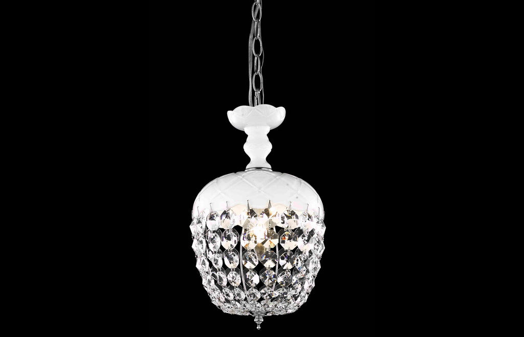 C121-7801D8WH/RC - Regency Lighting: Baroque 1 light white Pendant FroWhite Royal Cut Crystal