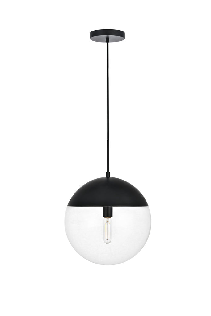 ZC121-LD6045BK - Living District: Eclipse 1 Light Black Pendant With Clear Glass