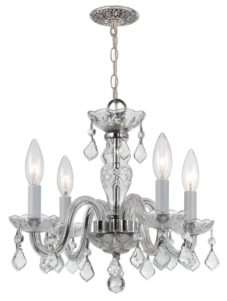 4 Light Polished Chrome Crystal Mini Chandelier Draped In Clear Swarovski Strass Crystal - C193-1064-CH-CL-S