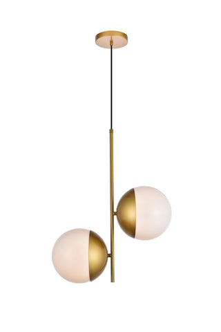 ZC121-LD6120BR - Living District: Eclipse 2 Lights Brass Pendant With Frosted White Glass