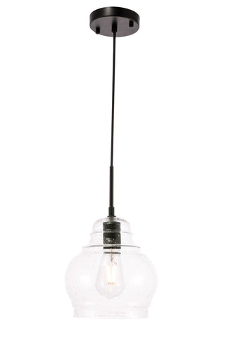 ZC121-LD6198BK - Living District: Pierce 1 light Black and Clear seeded glass pendant