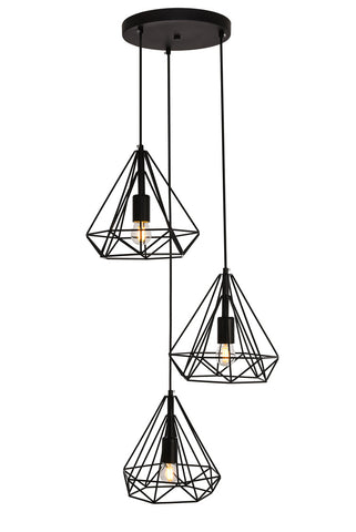 ZC121-LDPD2091 - Living District: Jago Collection Pendant D18.1 H24.3 Lt:3 Black Finish