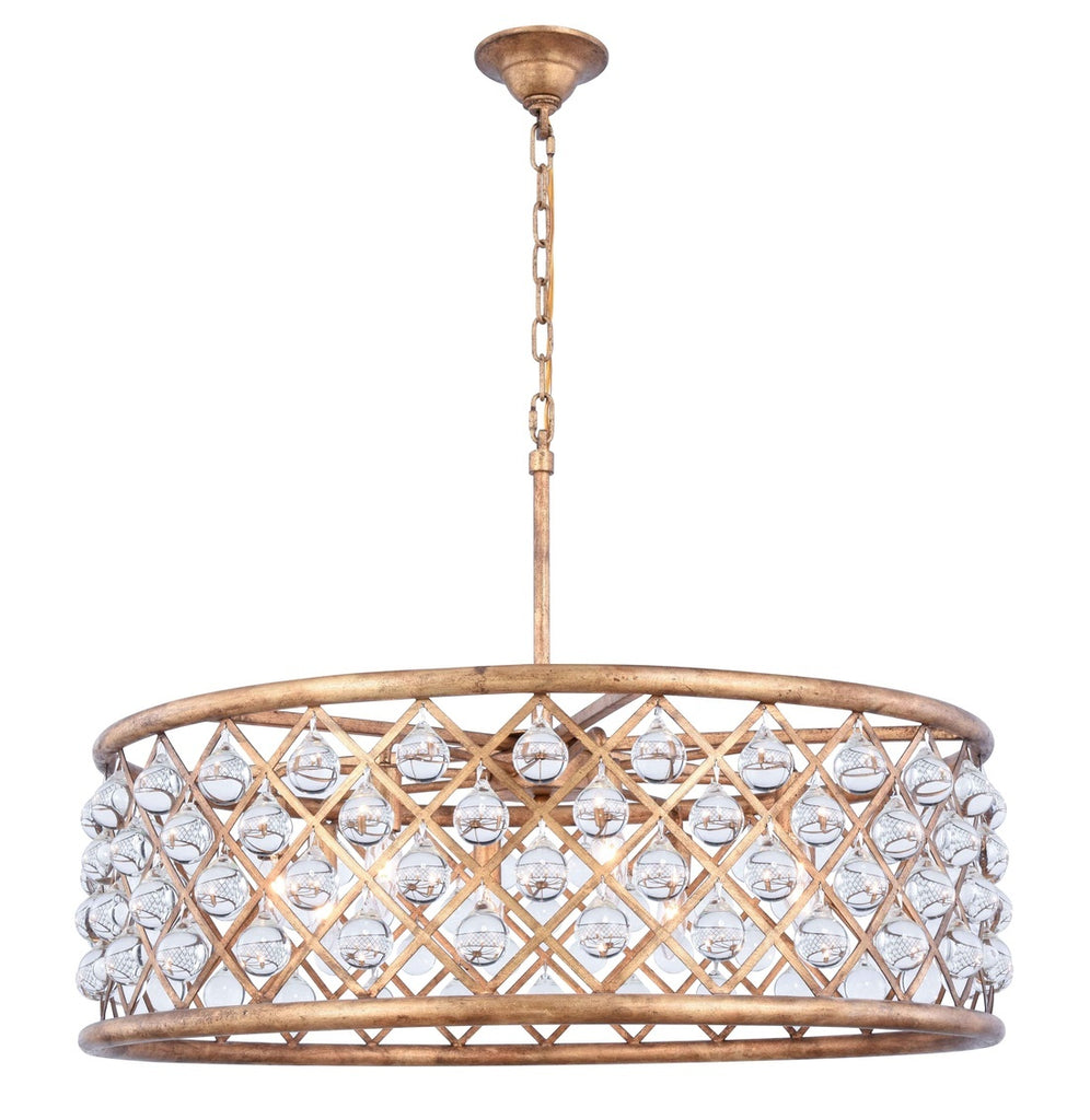 ZC121-1213D32GI/RC - Urban Classic: Madison 8 light Golden Iron Chandelier Clear Royal Cut Crystal