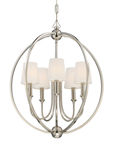 5 Light Polished Nickel Modern Chandelier - C193-2247-PN