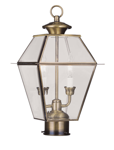 Livex Westover 2 Light AB Outdoor Post Lantern - C185-2284-01