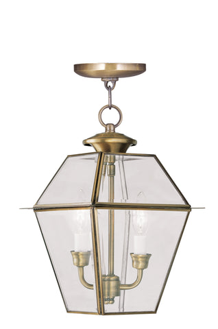 Livex Westover 2 Light AB Outdoor Chain Lantern  - C185-2285-01