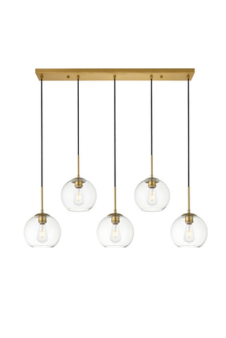 ZC121-LD2228BR - Living District: Baxter 5 Lights Brass Pendant With Clear Glass