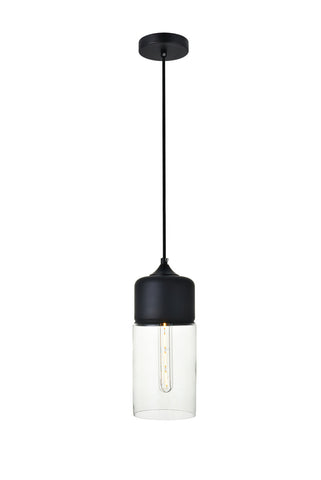 ZC121-LD2240BK - Living District: Ashwell 1 Light Black Pendant With Clear Glass