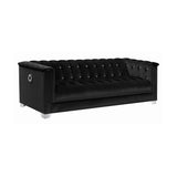 Set of 3 - Chaviano Tuxedo Arm Sofa + Loveseat + Chair Black - D300-10059