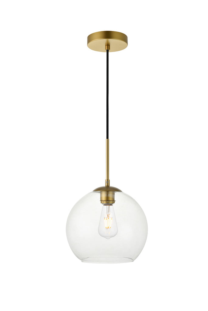 ZC121-LD2212BR - Living District: Baxter 1 Light Brass Pendant With Clear Glass