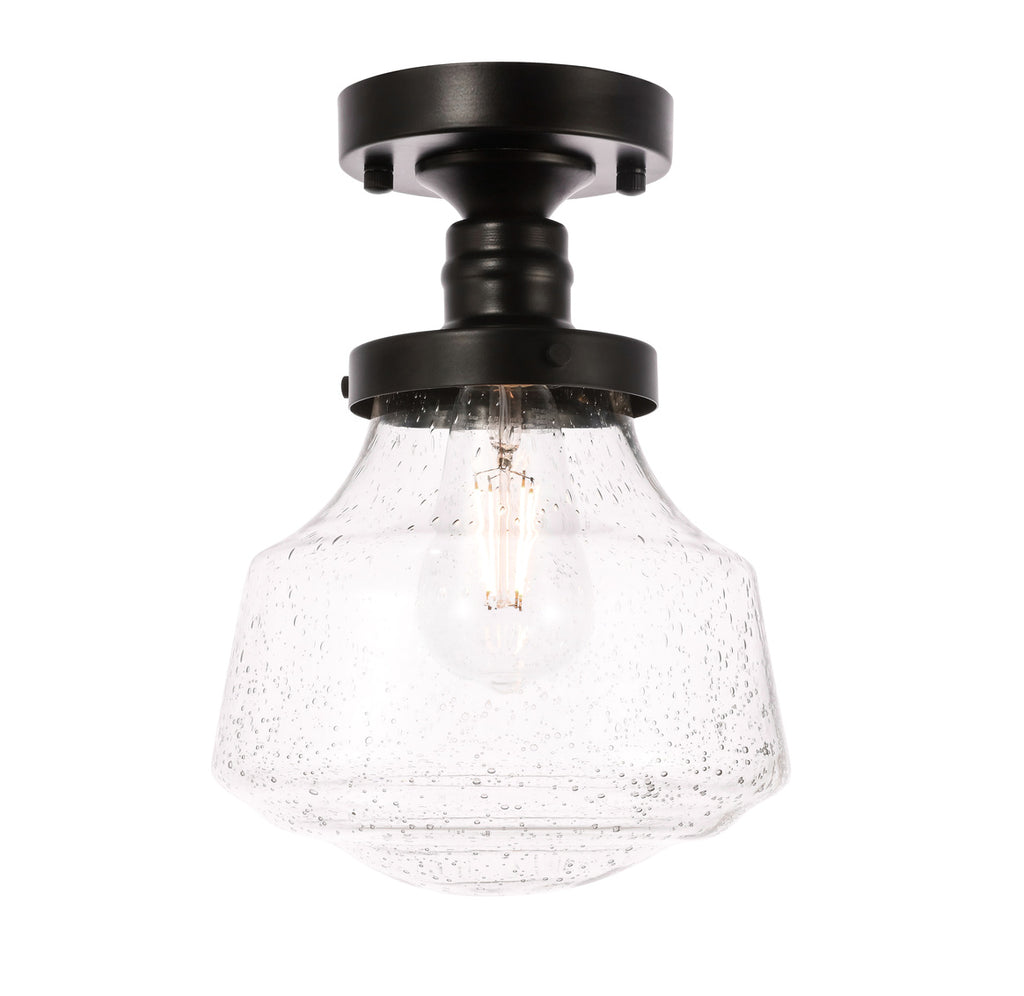 ZC121-LD6246BK - Living District: Lyle 1 light Black and Clear seeded glass Flush mount