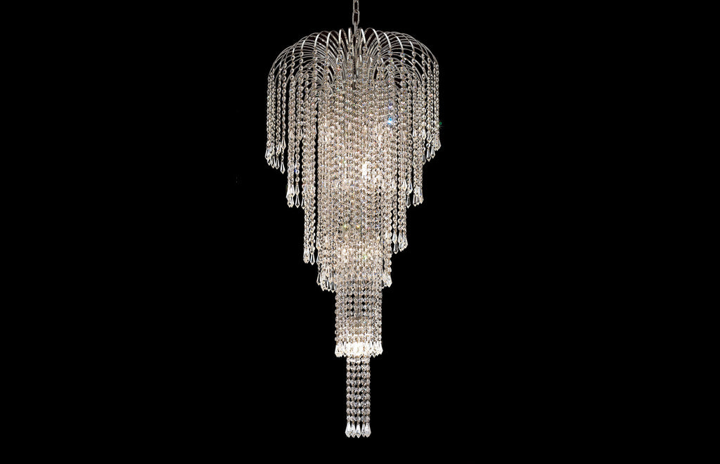 C121-6801G19C/EC - Regency Lighting: Falls 9 light Chrome Chandelier Clear Elegant Cut Crystal