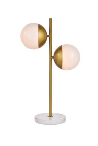 ZC121-LD6156BR - Living District: Eclipse 2 Lights Brass Table Lamp With Frosted White Glass