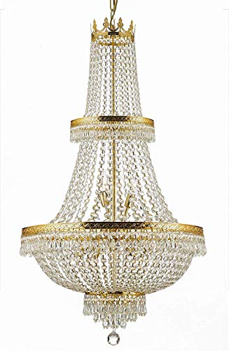 Made with Swarovski Crystal French Empire Crystal Chandelier Lighting H50" X W24" Good for Foyer, Entryway, Family Room, Living Room and More! - A93-CG/870/15SW