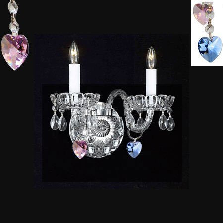 Swarovski Crystal Trimmed Chandelier Murano Venetian Style Crystal Wall Sconce Lighting With Blue And Pink Hearts - Perfect For Boys And Girls Bedroom - A46-B85/B21/2/386Sw