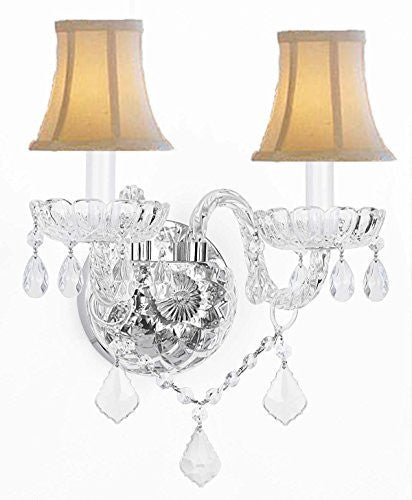 Swarovski Crystal Trimmed Chandelier Murano Venetian Style Crystal Wall Sconce Lighting With White Shades - G46-Whiteshades/B12/2/386 Sw