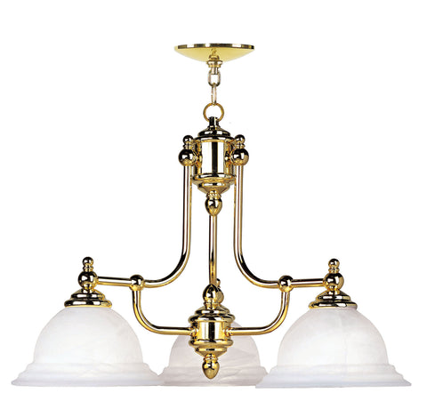 Livex North Port 3 Light Polished Brass Chandelier - C185-4253-02