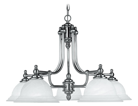 Livex North Port 5 Light Brushed Nickel Chandelier - C185-4255-91