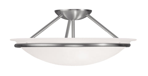 Livex Newburgh 3 Light Brushed Nickel Ceiling Mount - C185-4824-91