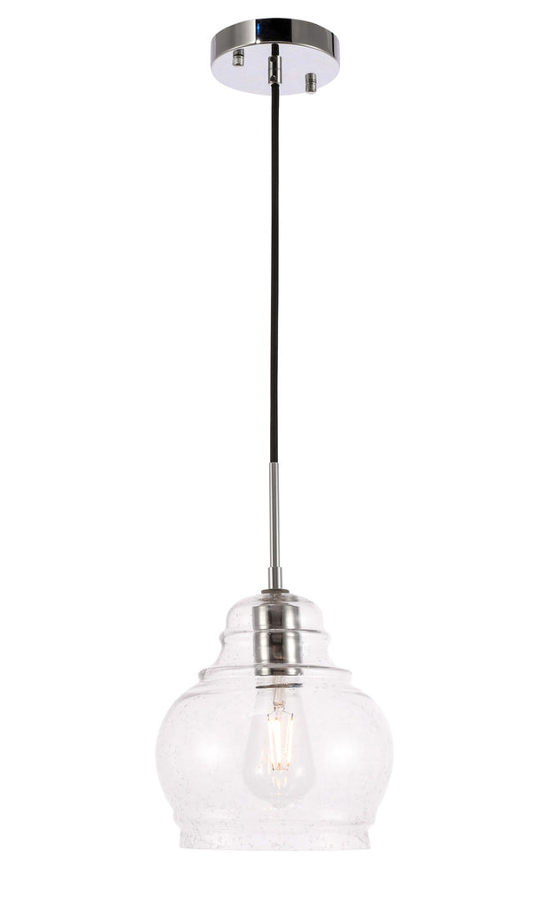 ZC121-LD6199C - Living District: Pierce 1 light Chrome and Clear seeded glass pendant