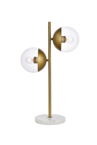 ZC121-LD6157BR - Living District: Eclipse 2 Lights Brass Table Lamp With Clear Glass