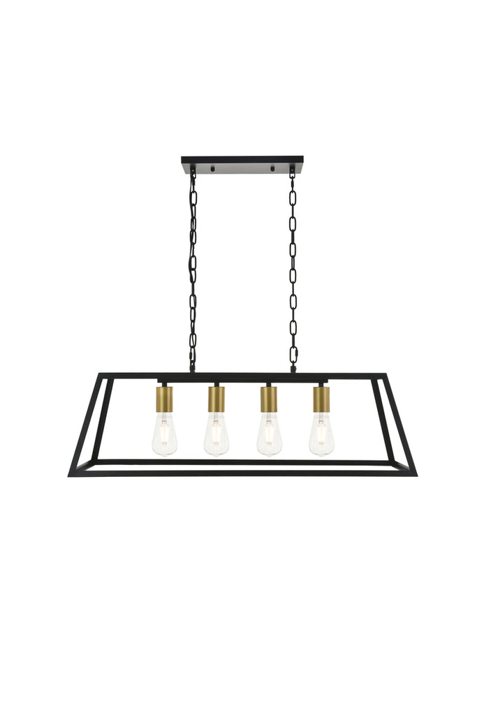 ZC121-LD4061D32BRB - Living District: Resolute 4 light brass and black Pendant