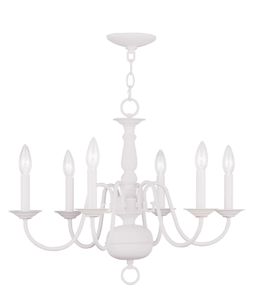 Livex Williamsburgh 6 Light White Chandelier - C185-5006-03