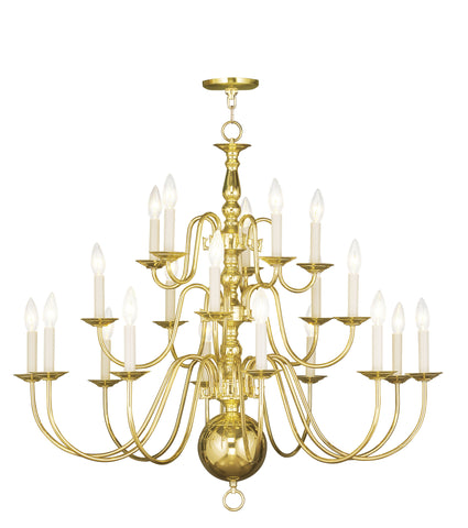 Livex Williamsburgh 20 Light Polished Brass Chandelier - C185-5019-02