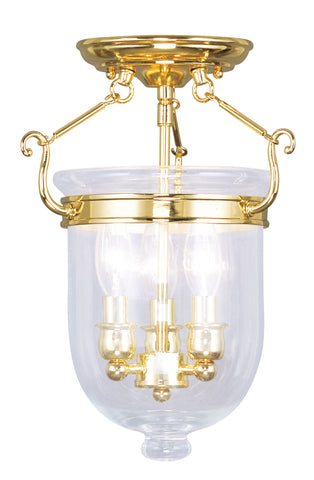 Livex Jefferson 3 Light Polished Brass Ceiling Mount - C185-5061-02