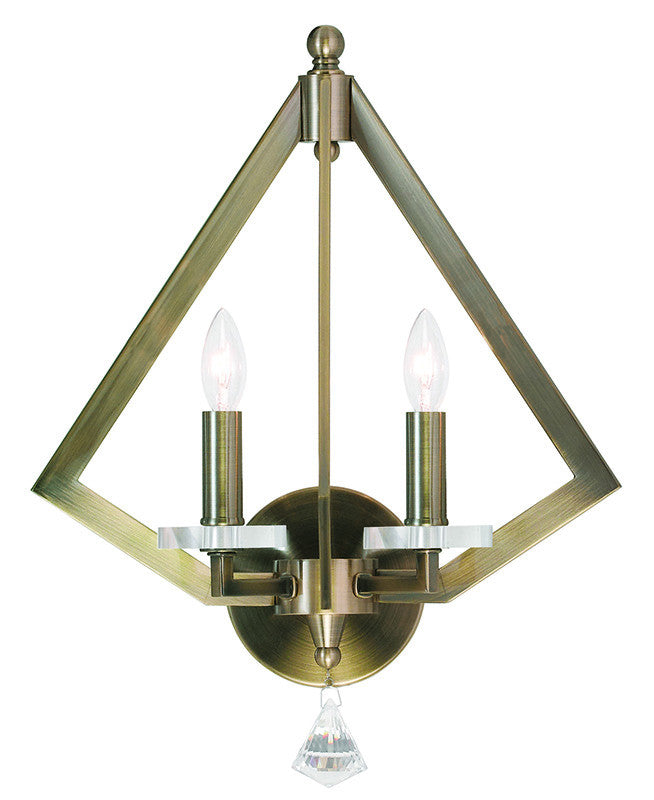 Livex Diamond 2 Light Antique Brass Wall Sconce - C185-50662-01