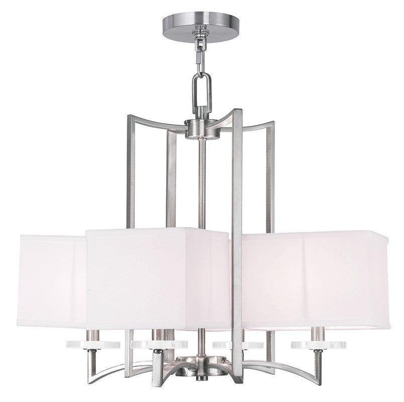 Livex Woodland Park  4 Light Brushed Nickel Chandelier - C185-50705-91