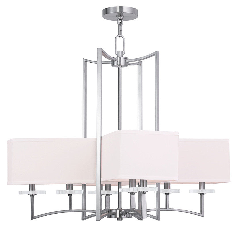 Livex Woodland Park  8 Light Brushed Nickel Chandelier - C185-50708-91