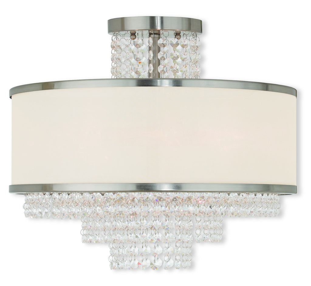 Livex Prescott 5 Light Brushed Nickel Ceiling Mount - C185-50795-91