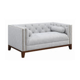 Set 3 - Celle Tuxedo Arm Tufted Sofa + Loveseat + Chair Light Grey - D300-10075