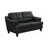 Set of 3 - Freeport Tufted Upholstered Sofa + Loveseat + Chair Black - D300-10078