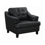 Set of 3 - Freeport Tufted Upholstered Sofa + Loveseat + Chair Black - D300-10078