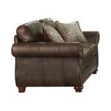 Set of 3 - Graceville Rolled Arm Upholstered Sofa + Loveseat + Chair Dark Brown - D300-10088