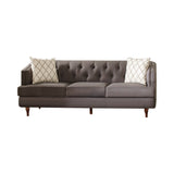 Set of 3 - Shelby Recessed Arms And Tufted Tight Back Sofa + Loveseat + Chair Grey And Brown - D300-10092