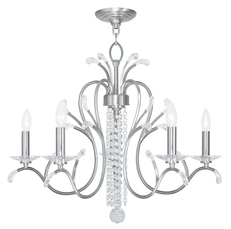 Livex Serafina 5 Light Brushed Nickel Chandelier - C185-51005-91