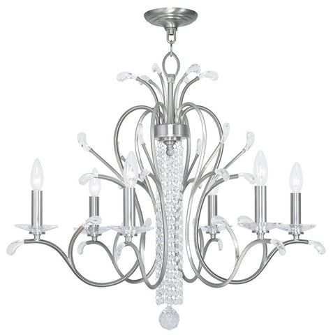 Livex Serafina 6 Light Brushed Nickel Chandelier - C185-51006-91