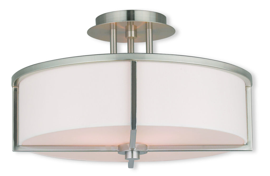 Livex Wesley 3 Light Brushed Nickel Ceiling Mount - C185-51074-91