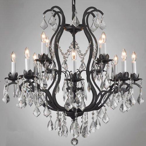 Wrought Iron Chandelier Lighting Dressed With Swarovski Crystal - A500-3034/8+4Sw