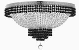 Set of 2-1 French Empire Crystal Chandelier Lighting Trimmed w/Jet Black Crystal! H36" X W30" and 1 Flush French Empire Crystal Chandelier Lighting Trimmed w/Jet Black Crystal! H18" X W24" - B79/CS/870/14 + B79/CS/FLUSH/870/9