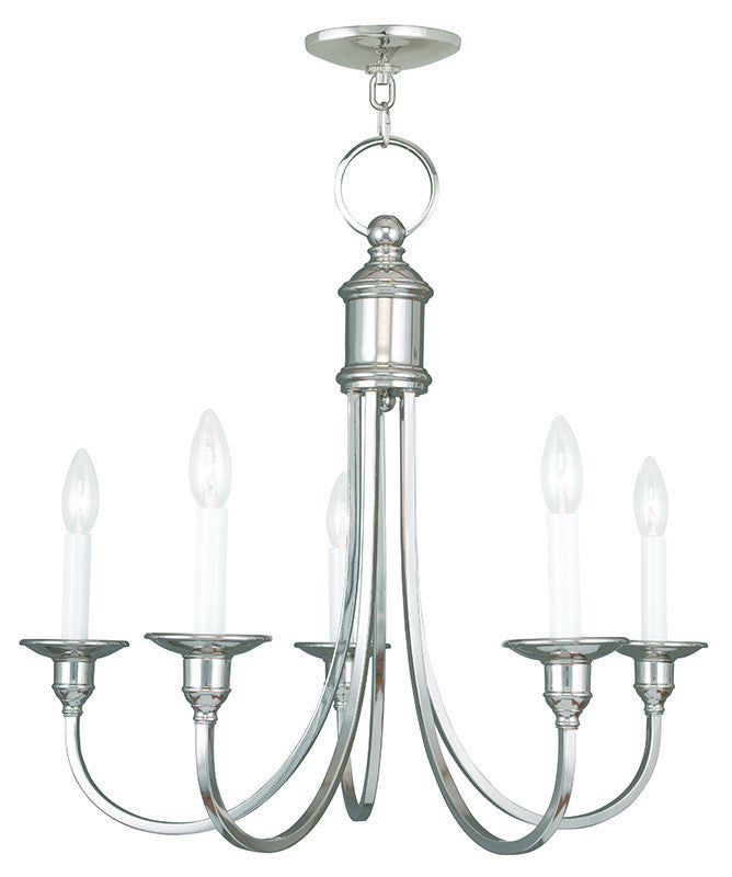 Livex Cranford 5 Light Polished Nickel Chandelier - C185-5145-35