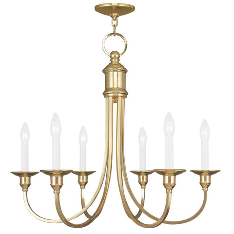 Livex Cranford 6 Light Polished Brass Chandelier - C185-5146-02