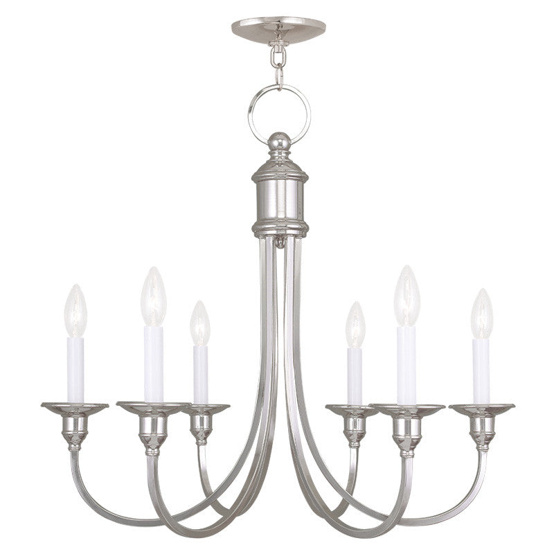 Livex Cranford 6 Light Polished Nickel Chandelier - C185-5146-35